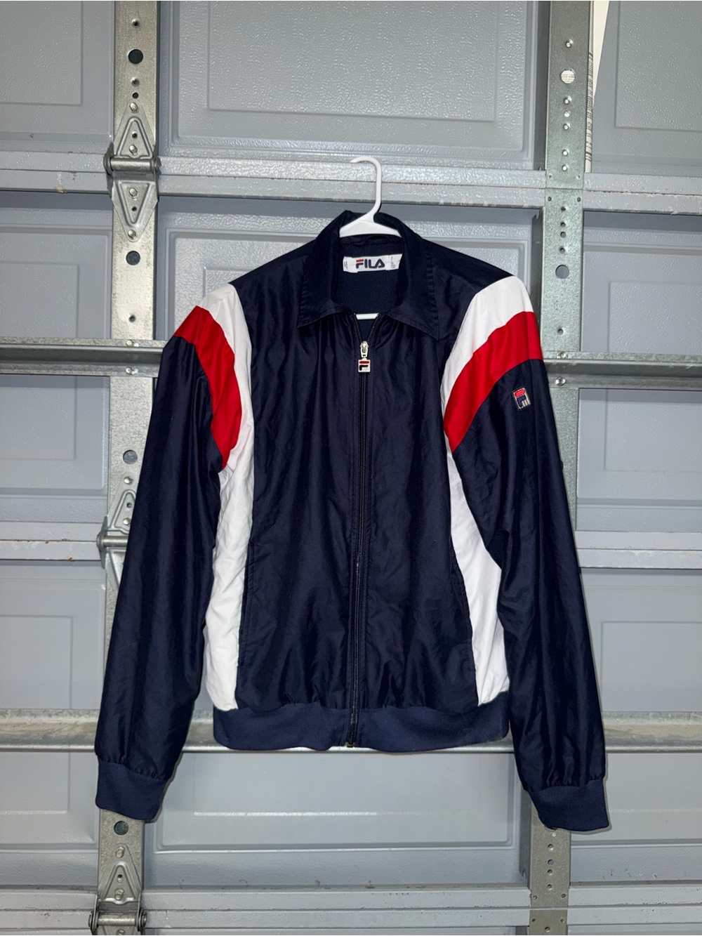 FILA Men’s Navy Windbreaker with Red & White Panels